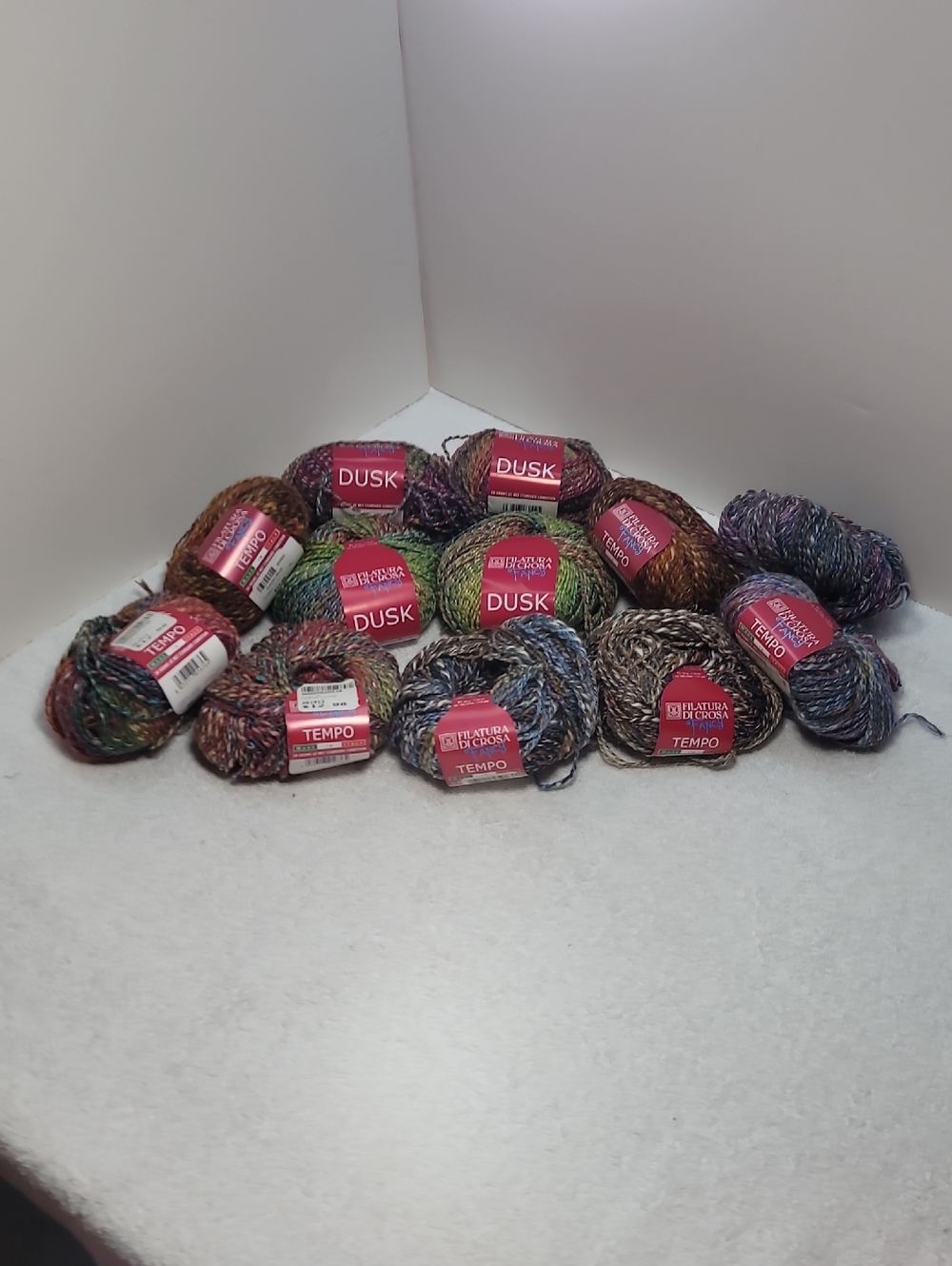 Filatura Di Crosa Tempo & Dusk Multicolor Yarn Lot 12 Balls Multi Colors NWT